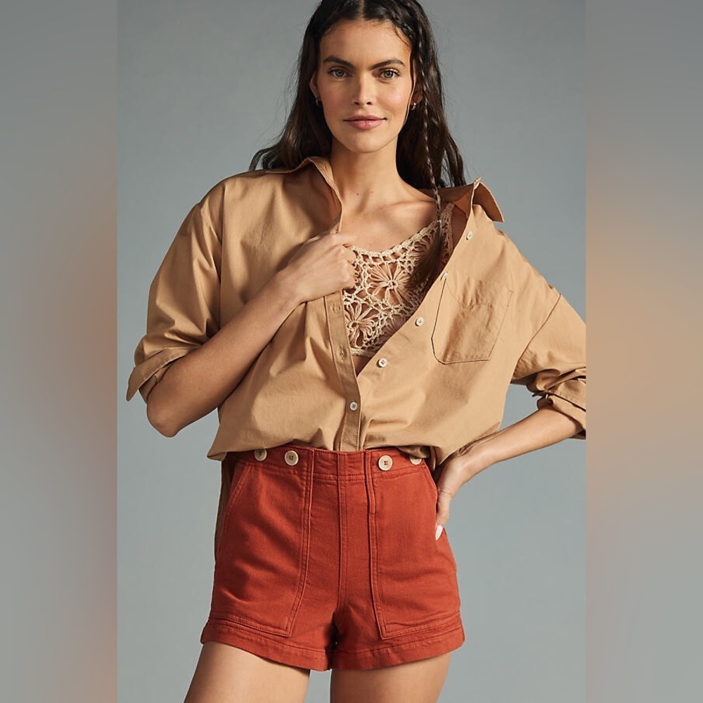 Anthropologie The Kit  High Waist Rust Shorts